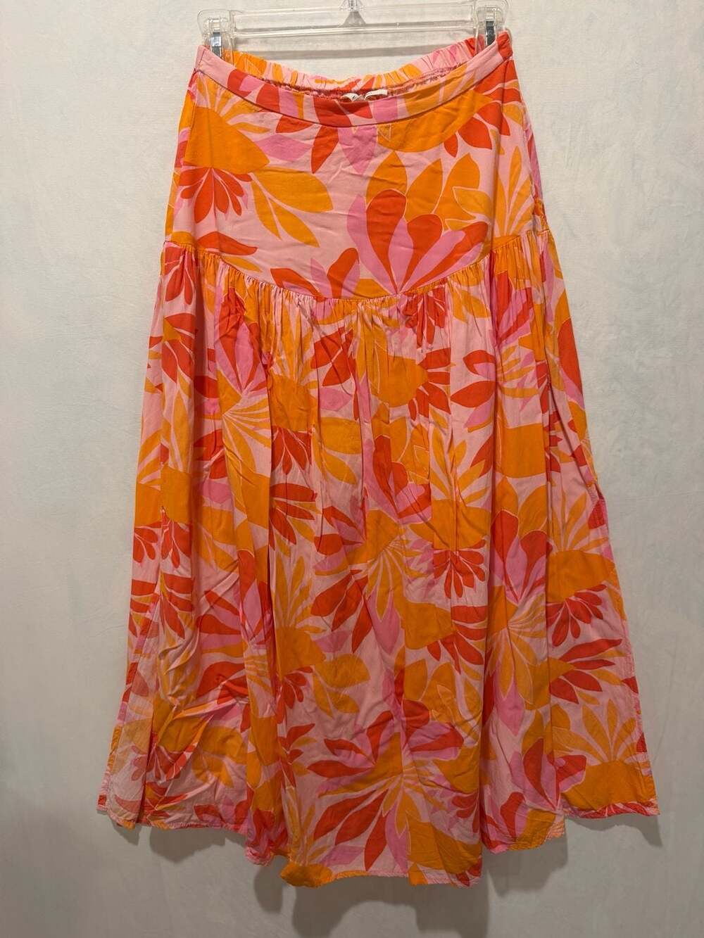 Abel The Label Floral Maxi Skirt in Orange and Pink, Size S